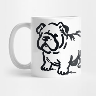 Stick figure bulldog in black ink Mug